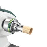 Woodturning jaws with a wooden spindle on a white background