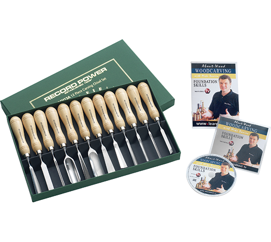12 Piece Carving Chisel Set Educational Booklet DVD While supplies last